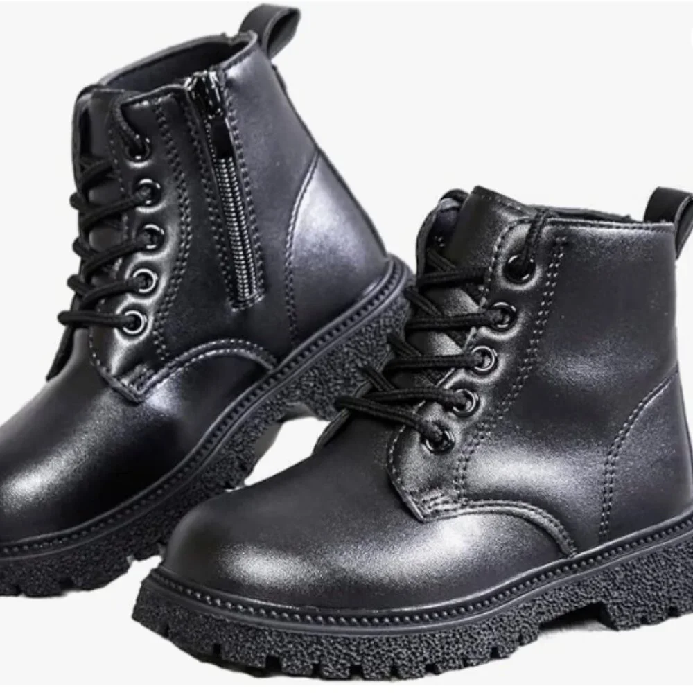 Komfyea Toddler Boots Boy's Girl's Cute Ankle Side Zipper Combat Boots - Picture 2 of 2